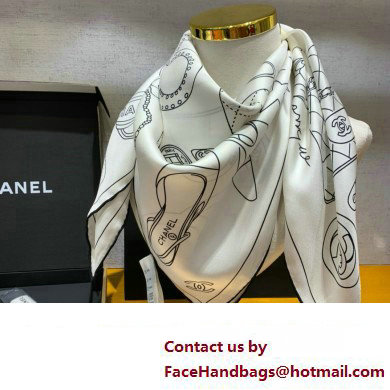 Chanel Silk Twill Black  &  white square scarf AA9820 2024